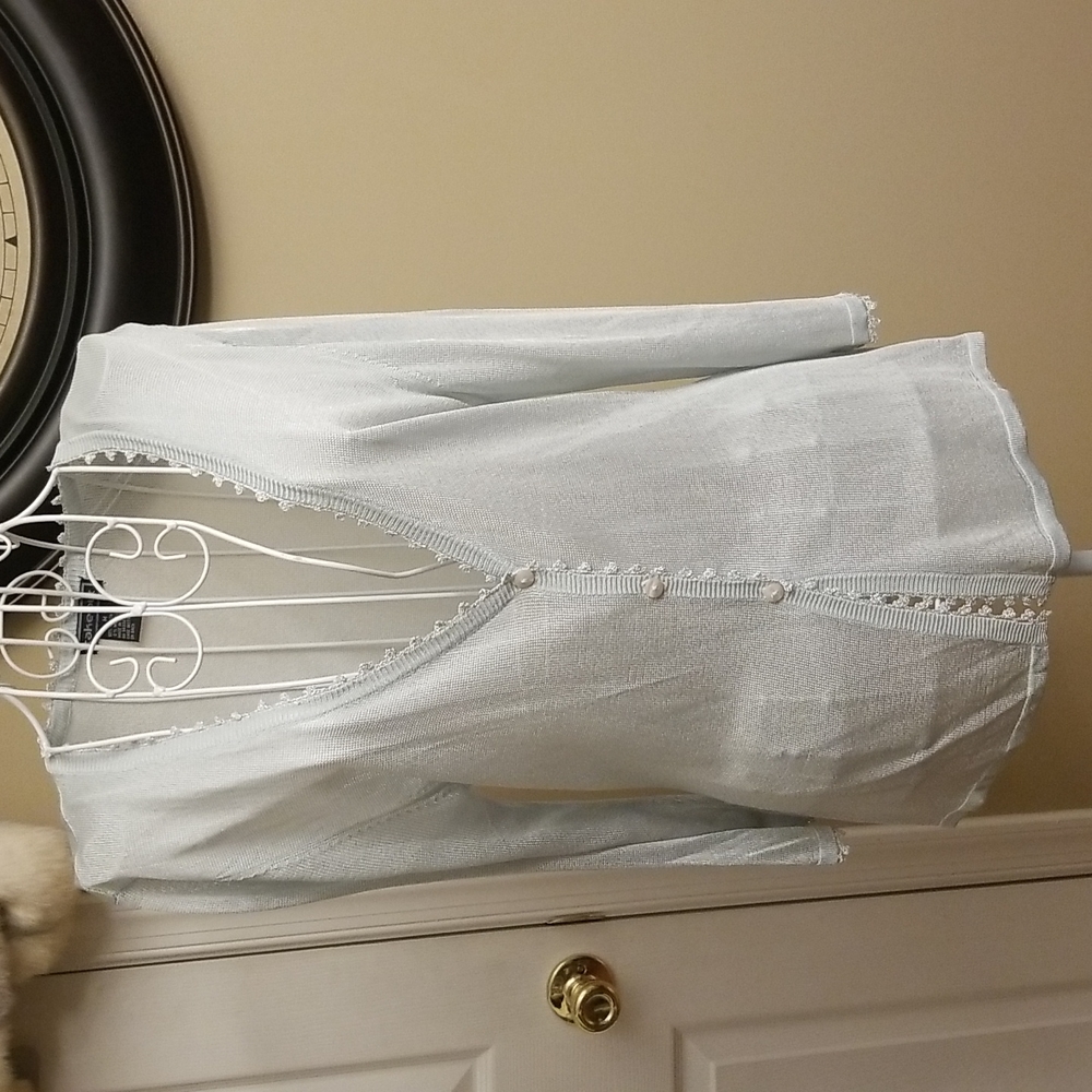 Silver lightweight cardigan sweater by Takeout